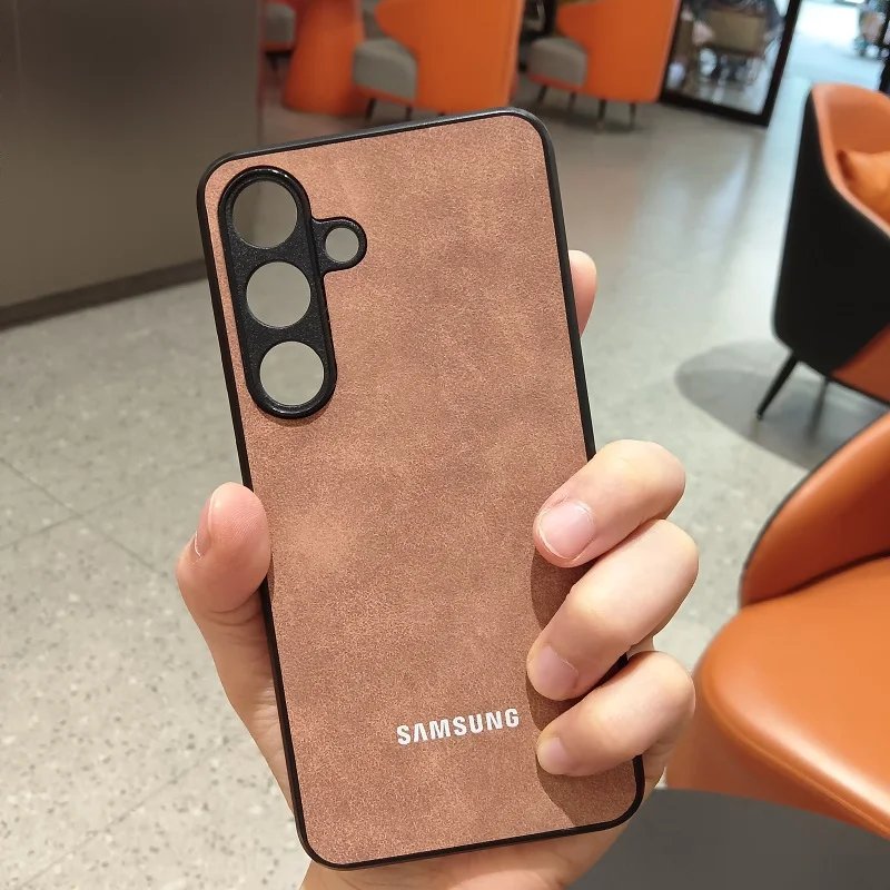Samsung Galaxy A56 A55 A36 A35 A15 A25 A17 5G Case Luxury Sheepskin Leather Shell Plain Lambskin Cover Coque For Samsung A56