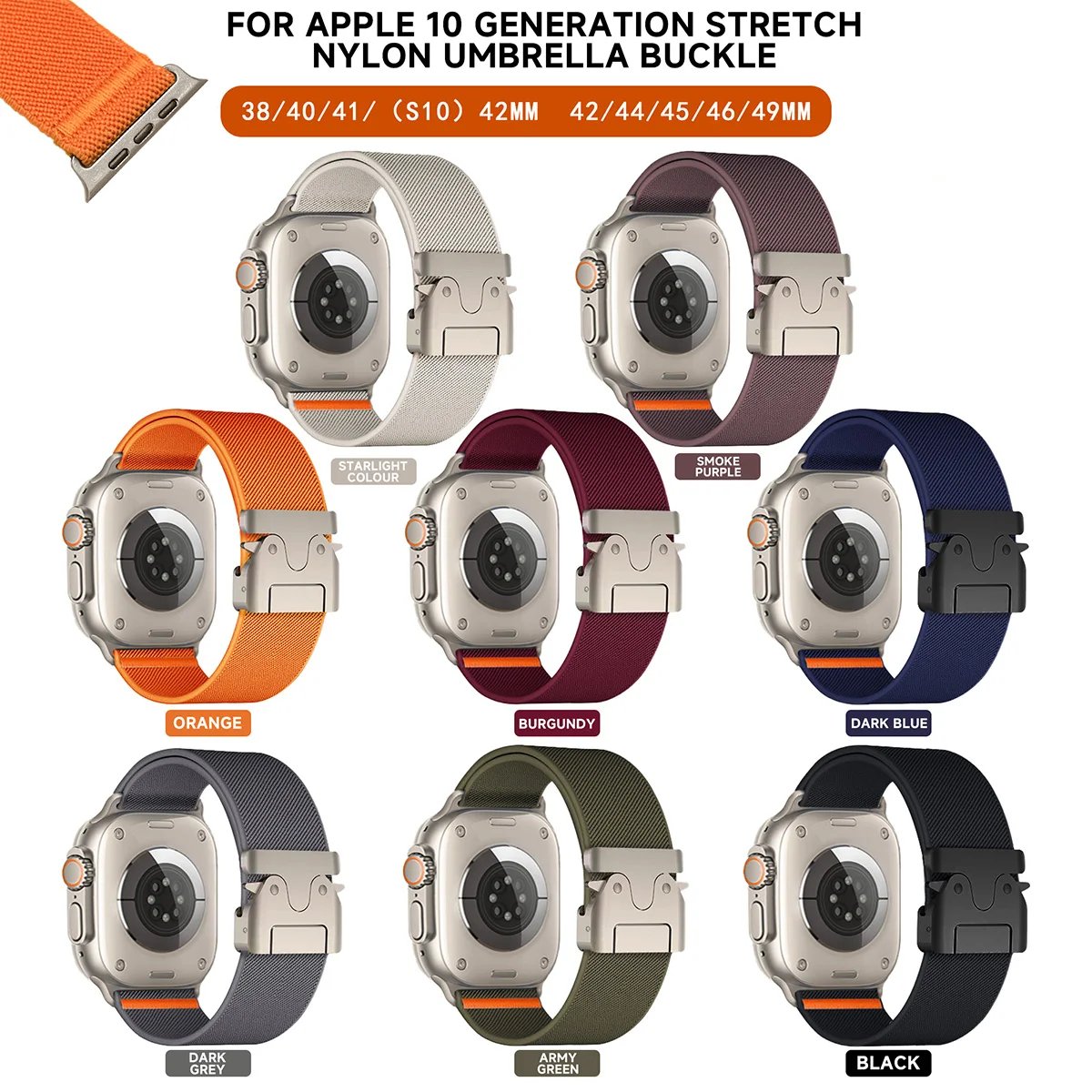 Nylon Strap for Apple Watch Band Ultra 2 49mm 10 9 8 7 46mm 45mm 41mm 44mm 42mm Braided Elastic Bracelet for IWatch Series 6 SE