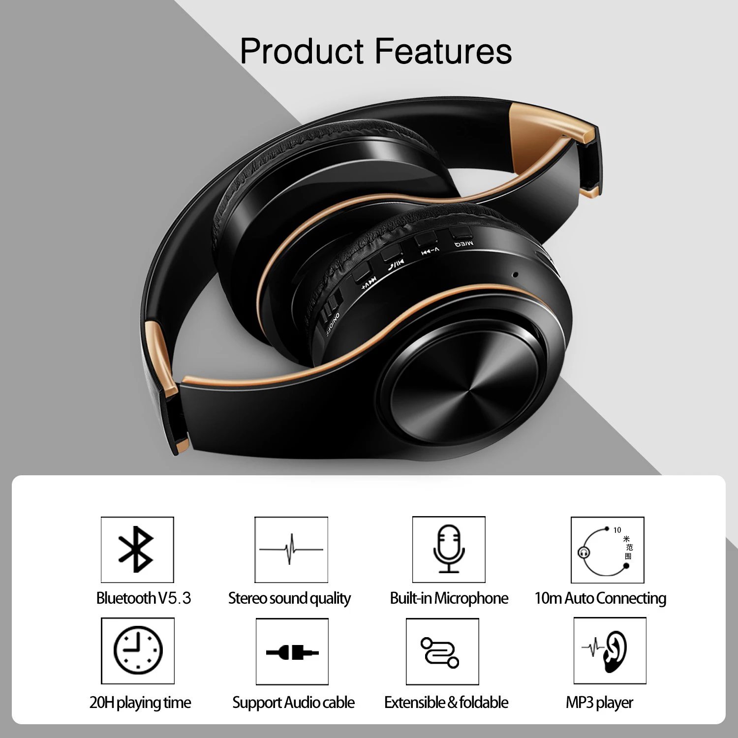 HIFI Stereo Earphones Bluetooth Headphone Music Headset FM and Support SD Card with Mic for Mobile Xiaomi Iphone Sumsamg Tablet