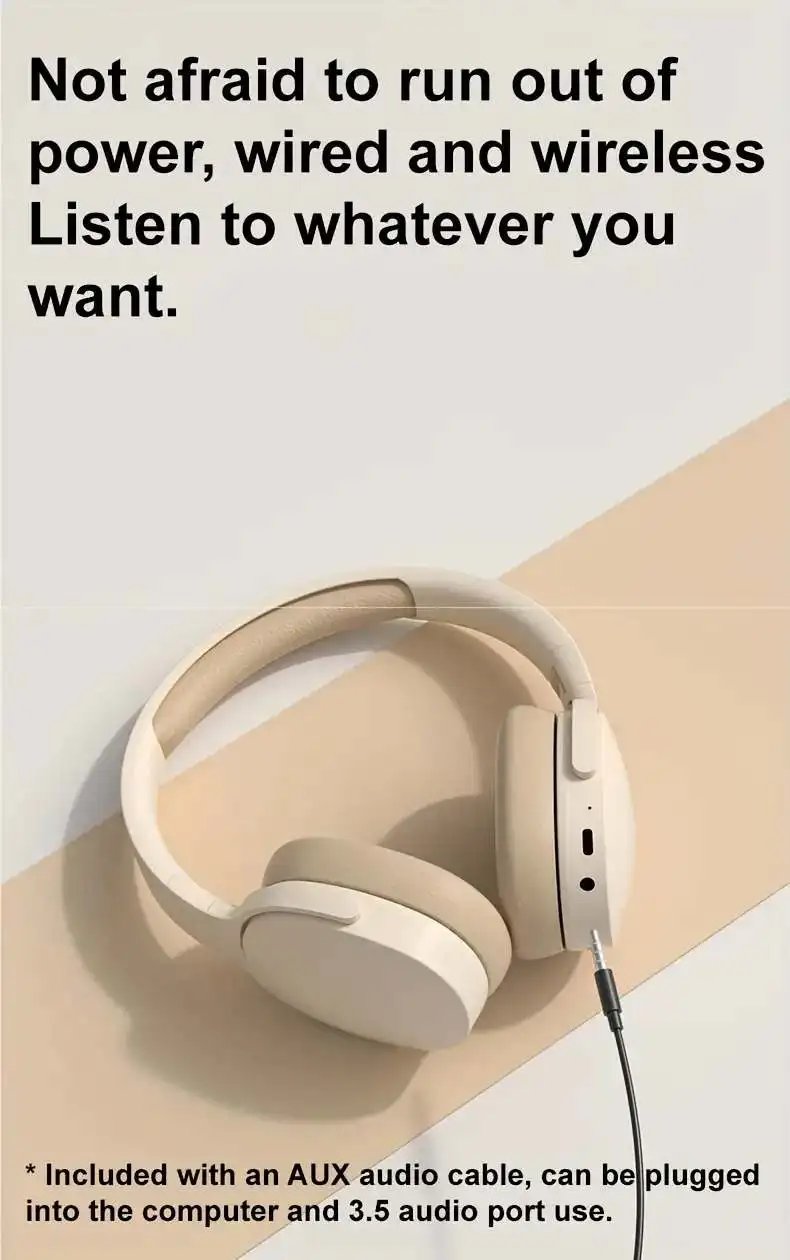 Wireless Headphones Bluetooth 5.3 Portable Earphone Hifi Stereo Headset Game Earbuds With Mic For Samsung Iphone Huawei