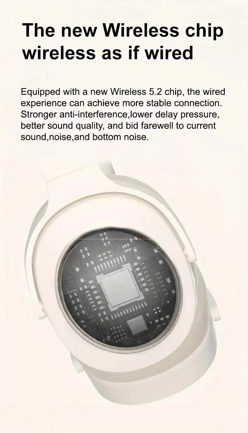 Wireless Headphones Bluetooth 5.3 Portable Earphone Hifi Stereo Headset Game Earbuds With Mic For Samsung Iphone Huawei