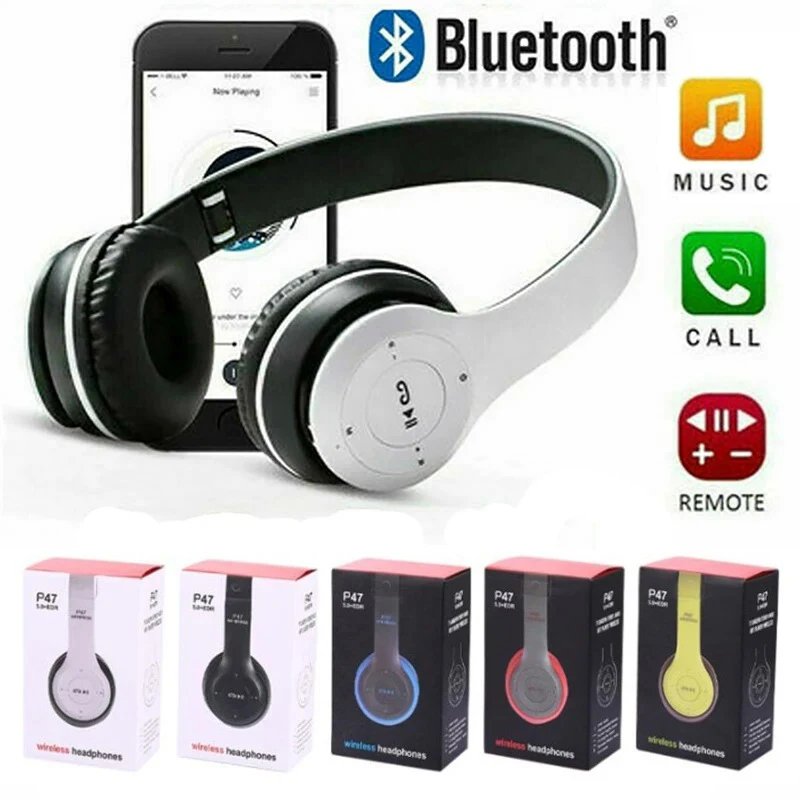 Handsfree Wireless Headphones Noise Canceling Headphone Earphone P47 headset Bluetooth HeadPhone for iPhone Huawei Samsung Redmi