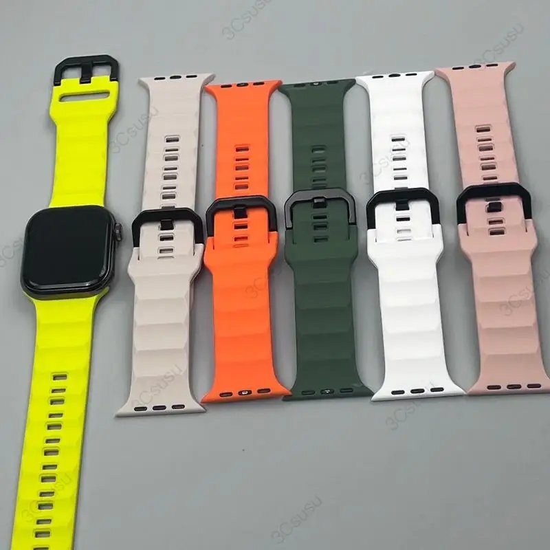 Silicone Case+Strap for Apple Watch 46mm 45mm 41mm 44mm 42mm 40mm 38mm for iWatch Series Ultra 3 11 10 SE 3 9 8 7 6 5 Protective