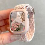 Korean Cute Braied Strap + Case For Apple Watch Band 49mm 46mm 41 45 44 38 42 Nylon Bracelet For iWatch Series 10 9 8 7 6 5 4 SE
