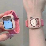 Korean Cute Braied Strap + Case For Apple Watch Band 49mm 46mm 41 45 44 38 42 Nylon Bracelet For iWatch Series 10 9 8 7 6 5 4 SE - Image 4