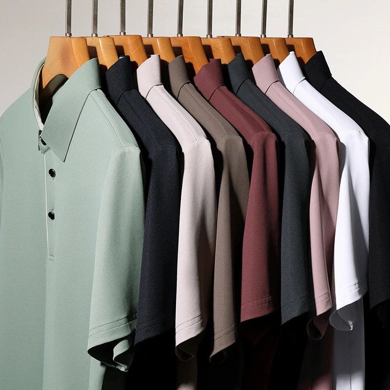2025 New Men's Business Casual Short Sleeved Shirt Solid Color Polo Shirt Fashionable Breathable Comfortable Versatile Top