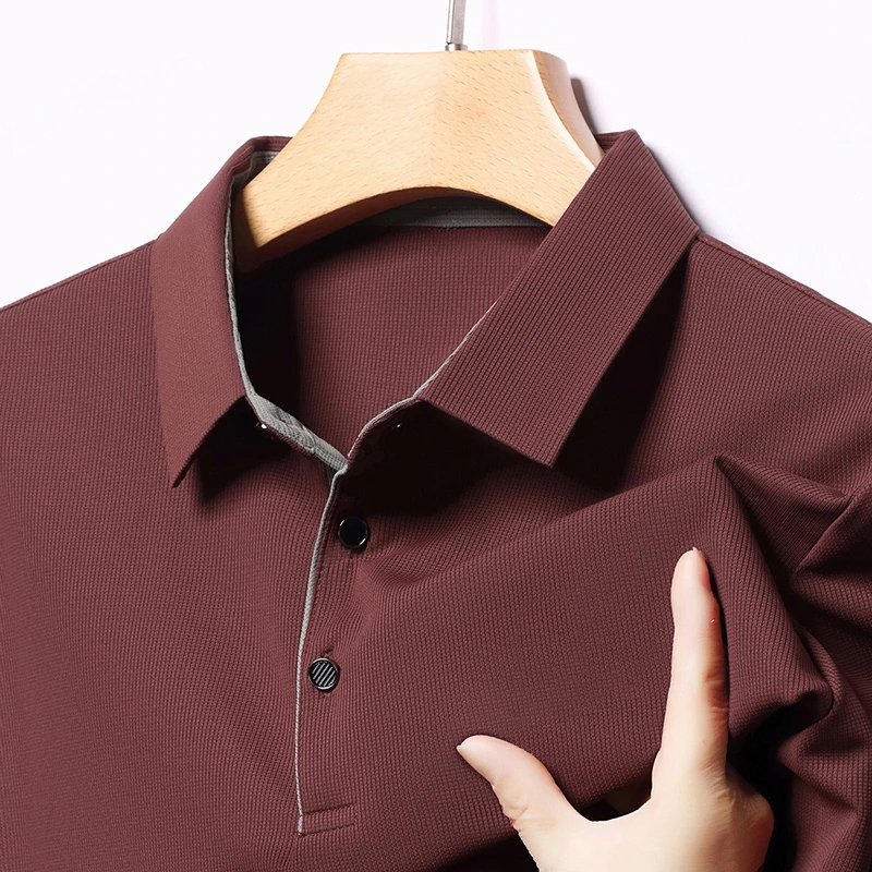 2025 New Men's Business Casual Short Sleeved Shirt Solid Color Polo Shirt Fashionable Breathable Comfortable Versatile Top