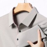 2025 New Men's Business Casual Short Sleeved Shirt Solid Color Polo Shirt Fashionable Breathable Comfortable Versatile Top - Image 3