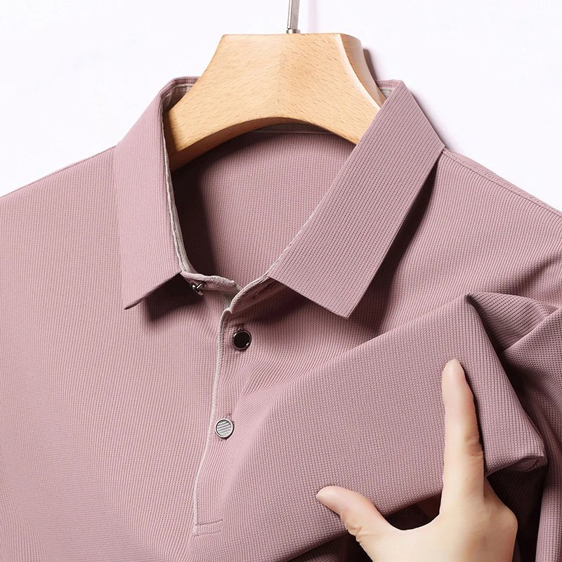 2025 New Men's Business Casual Short Sleeved Shirt Solid Color Polo Shirt Fashionable Breathable Comfortable Versatile Top