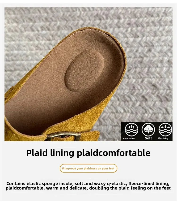 Large Size Roman Style Flat Bottom Sandals Women's Spring Summer Slip-On Shoes with Belt Buckle Velvet Material Leisure Footwear