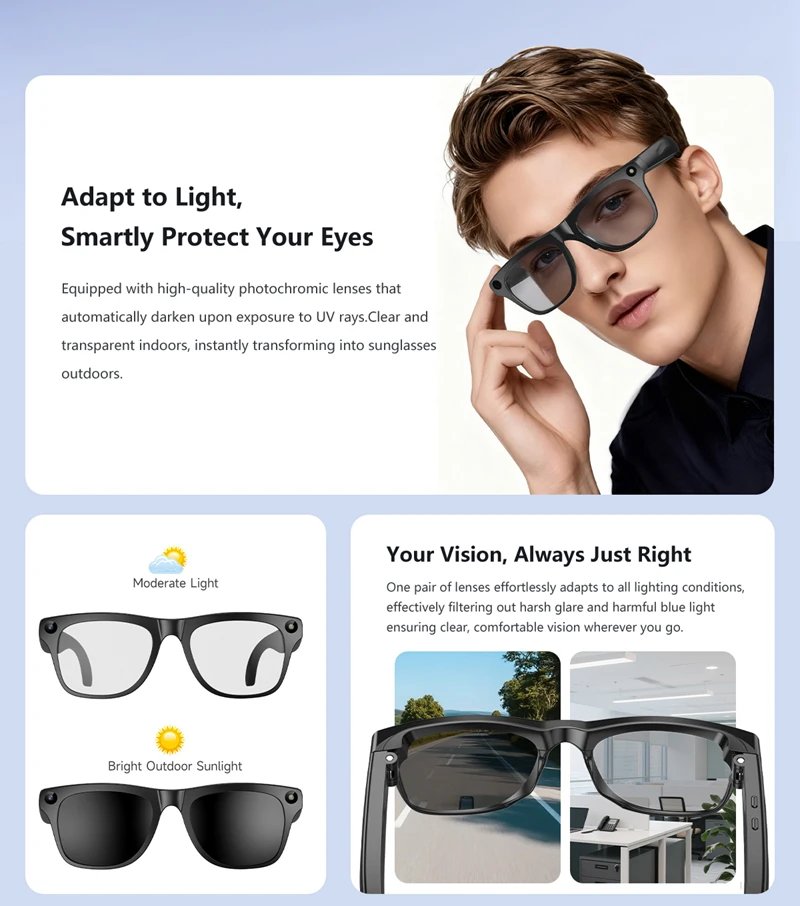 4KHD AI Smart Glasses Photochromic Lens Camera Glasses Bluetooth Calling Music Player Voice Assistant Translation Video 2026 New 4KHD AI Smart Glasses Photochromic Lens Camera Glasses Bluetooth Calling Music Player Voice Assistant Translation Video 2026 New