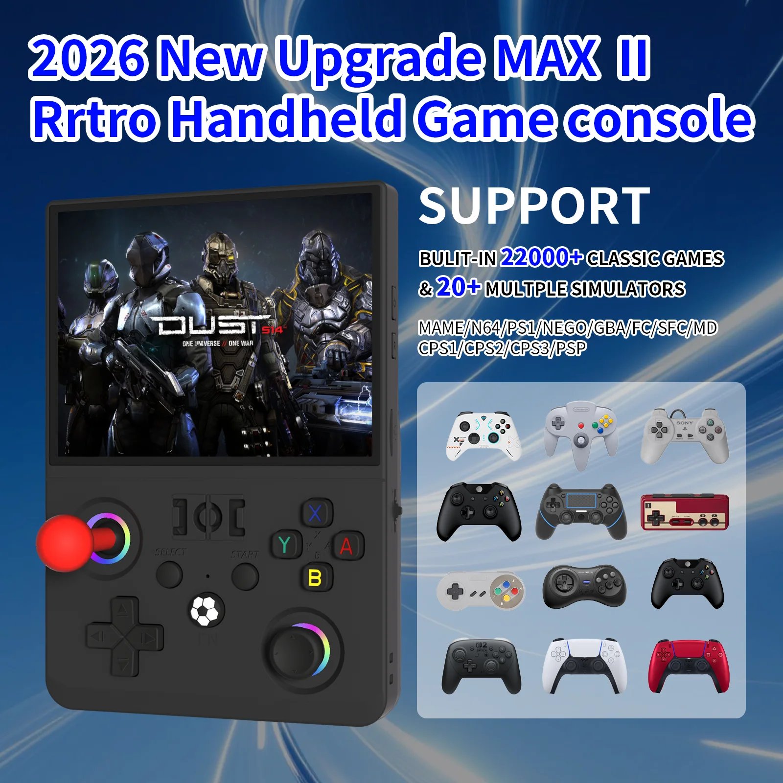 R36 Max2 Retro Handheld Game Console Linux System 4.5 Inch IPS Screen 64G/128G Portable Pocket Player Built-in 18000+ Games