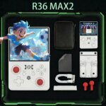2026 Upgraded R36MAX2 Retro Handheld Game Console 4.5 Inch HD Screen 1024*768 Open Souce Portable Pocket Video Game Player