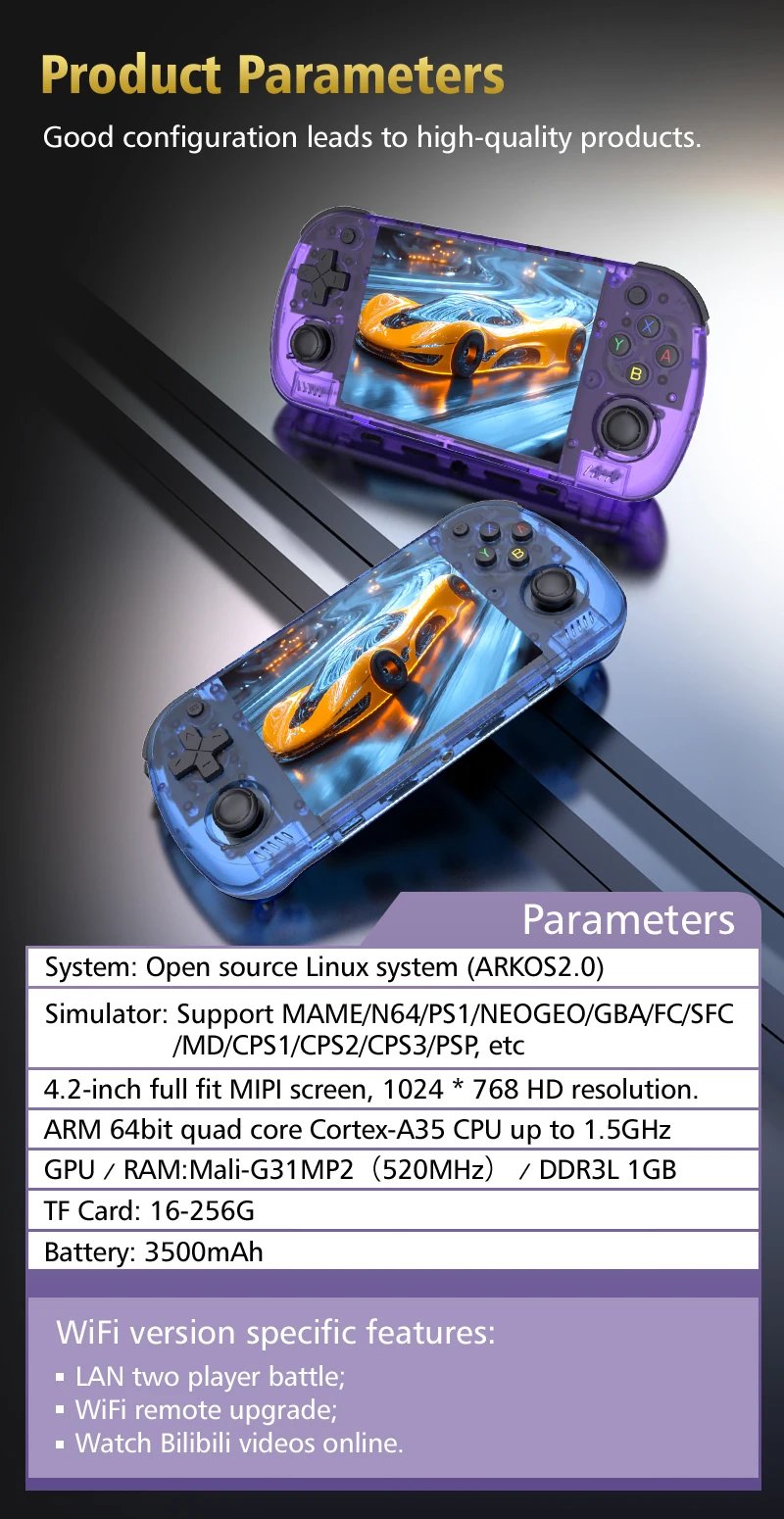 FUNKIDDY R36H PRO MAX Retro Games Console 20000+ Games Open Source ArKOS Retro Handheld Game Players 4.2