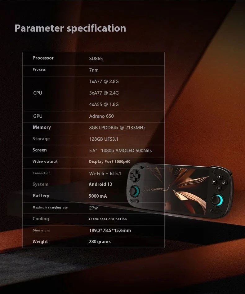 Retroid Pocket 5 SD865 5.5-inch Oled HD screen Bluetooth 5.1 Android 5000mAh battery Retro handheld handheld game console