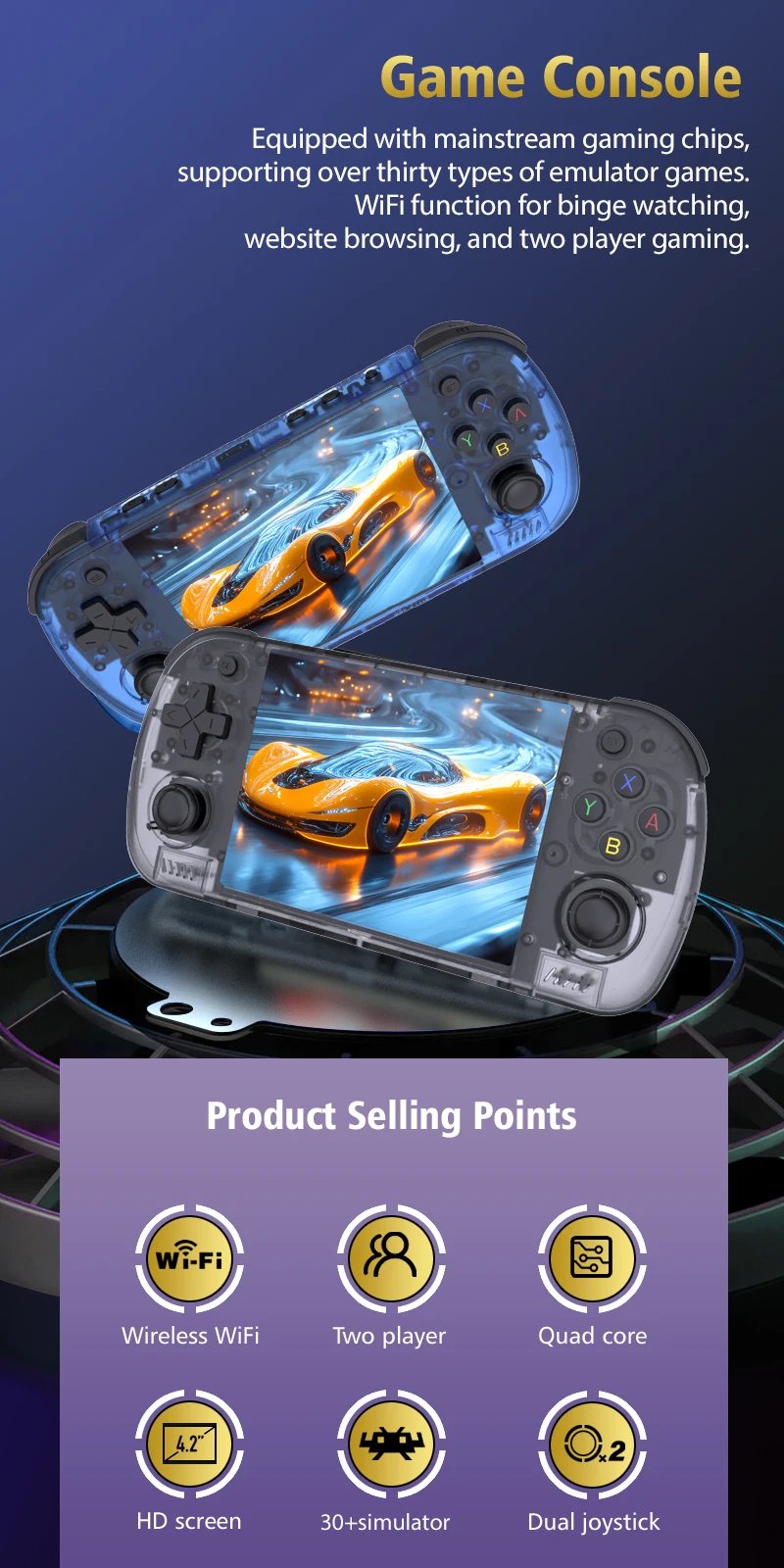 R36H Pro Max Retro Handheld Game Console with WIFI 4.2-Inch HD IPS Screen Video Game Console Portable Gaming Player Boys Gift