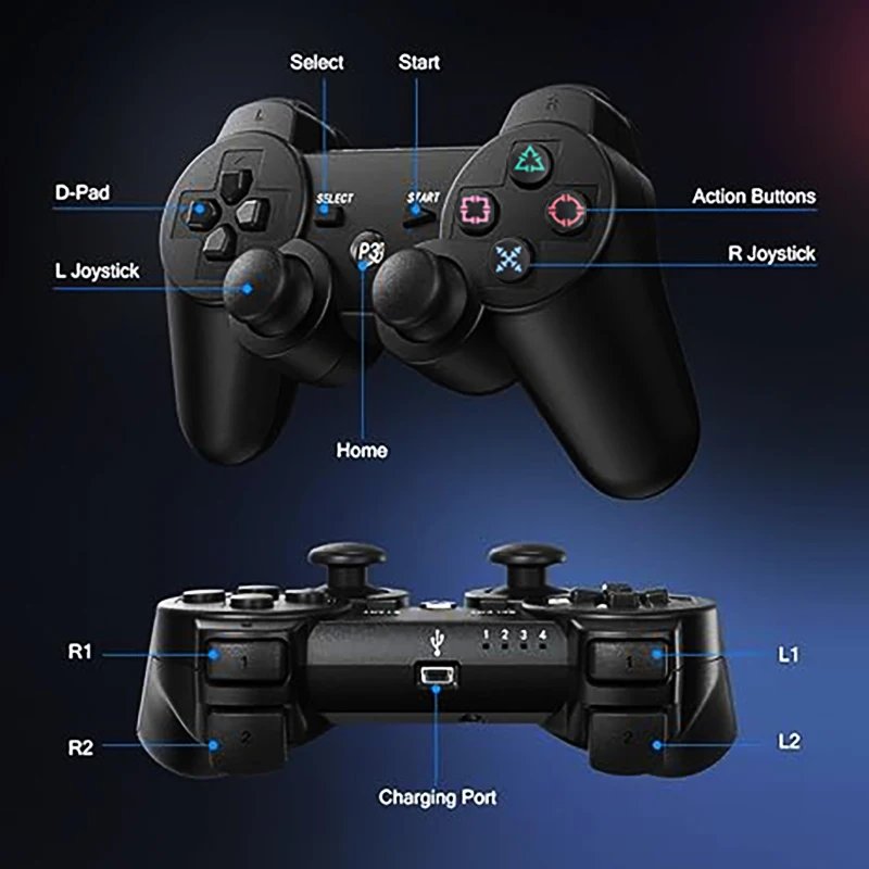 Wireless Controller Support Bluetooth Wireless Gamepad Dual joystick six-axis PC Joystick For PS3 PC