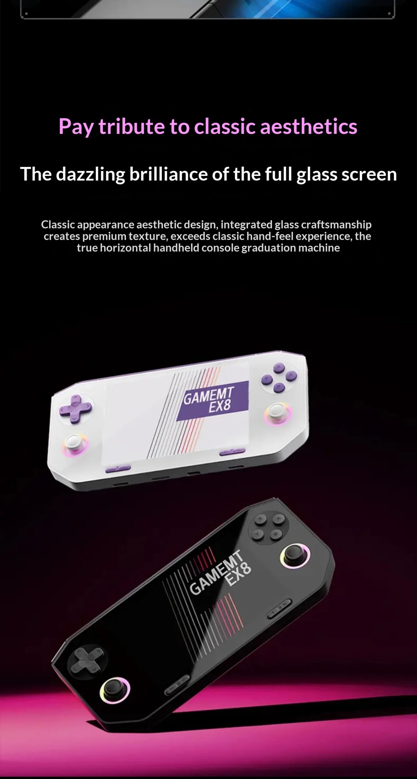 GameMT EX8 Game Console TMR Joystick Open Source 4.88”1620 * 1080 HFD Glass Screen Retro Handheld Game Consoles Portable Gifts