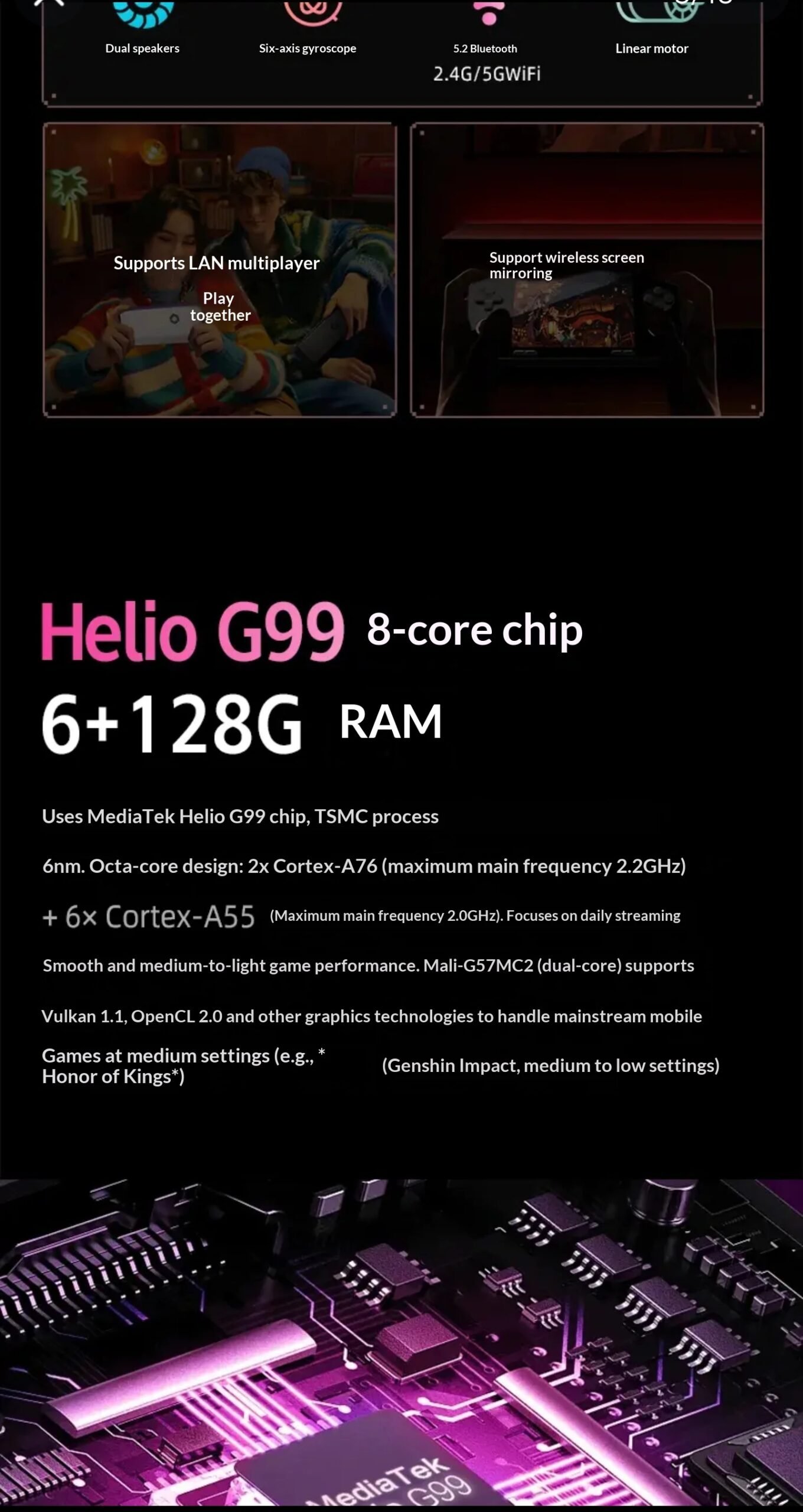 GameMT EX8 Game Console TMR Joystick Open Source 4.88”1620 * 1080 HFD Glass Screen Retro Handheld Game Consoles Portable Gifts