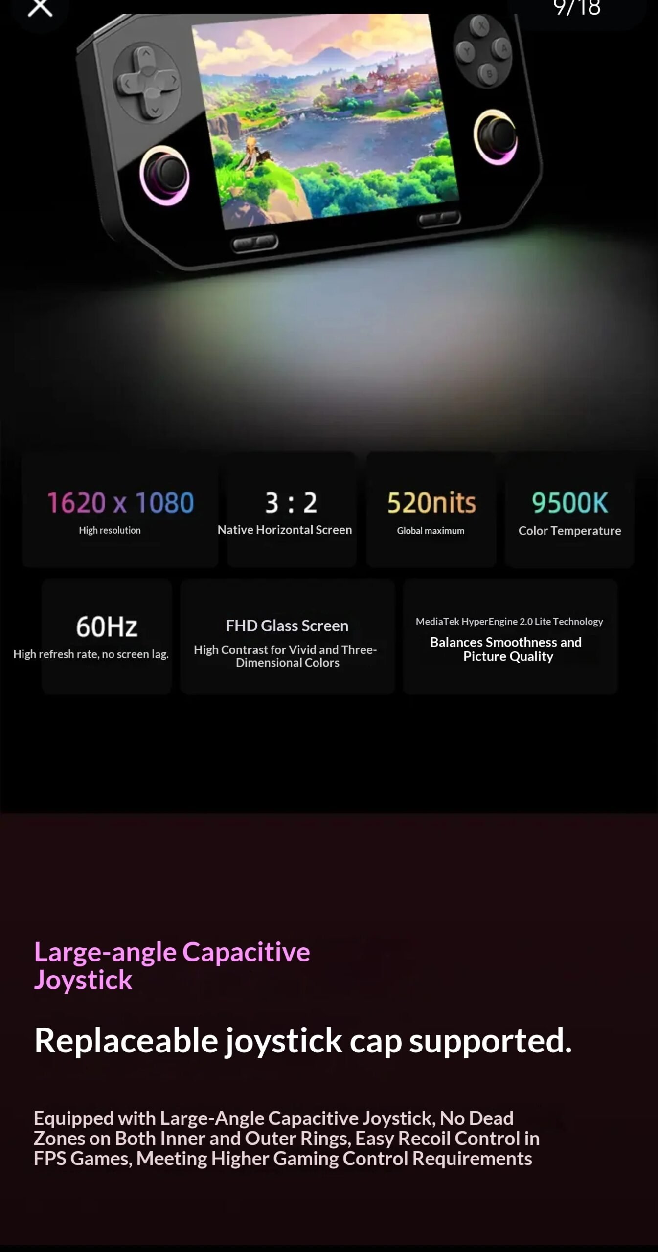 GameMT EX8 Game Console TMR Joystick Open Source 4.88”1620 * 1080 HFD Glass Screen Retro Handheld Game Consoles Portable Gifts