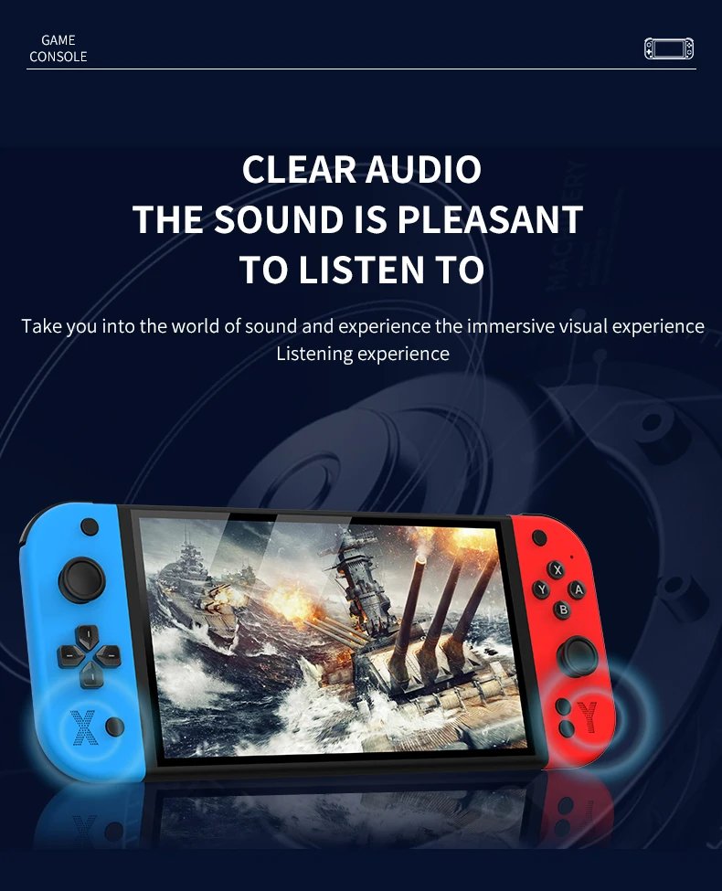 G90 Handhled Video Gaming Console 7 Inch Screen 64GB/128GB Retro TV Game Player Suitable for PSP/PS1 Support 30+ Simulators Gift