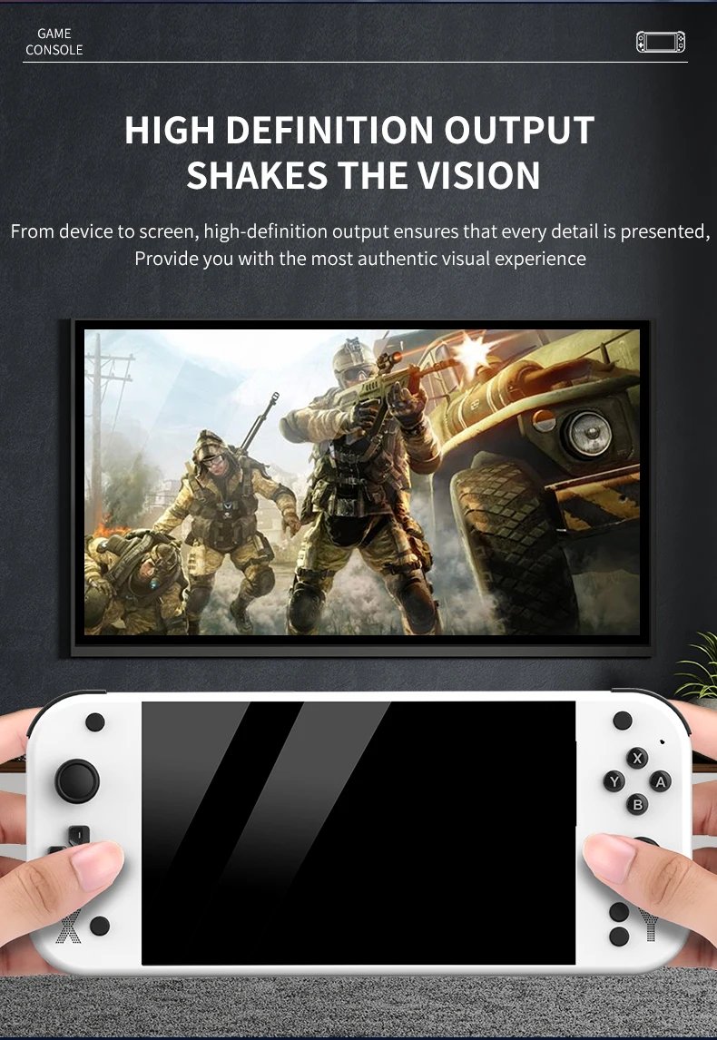 G90 Handhled Video Gaming Console 7 Inch Screen 64GB/128GB Retro TV Game Player Suitable for PSP/PS1 Support 30+ Simulators Gift