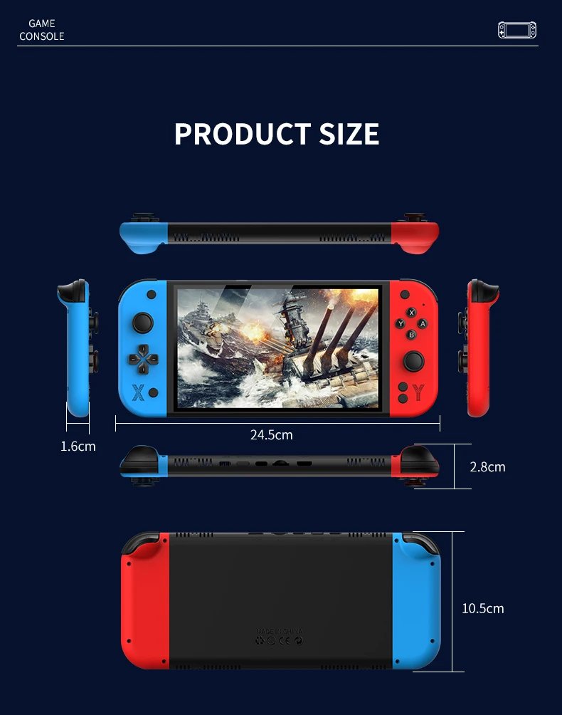 G90 Handhled Video Gaming Console 7 Inch Screen 64GB/128GB Retro TV Game Player Suitable for PSP/PS1 Support 30+ Simulators Gift