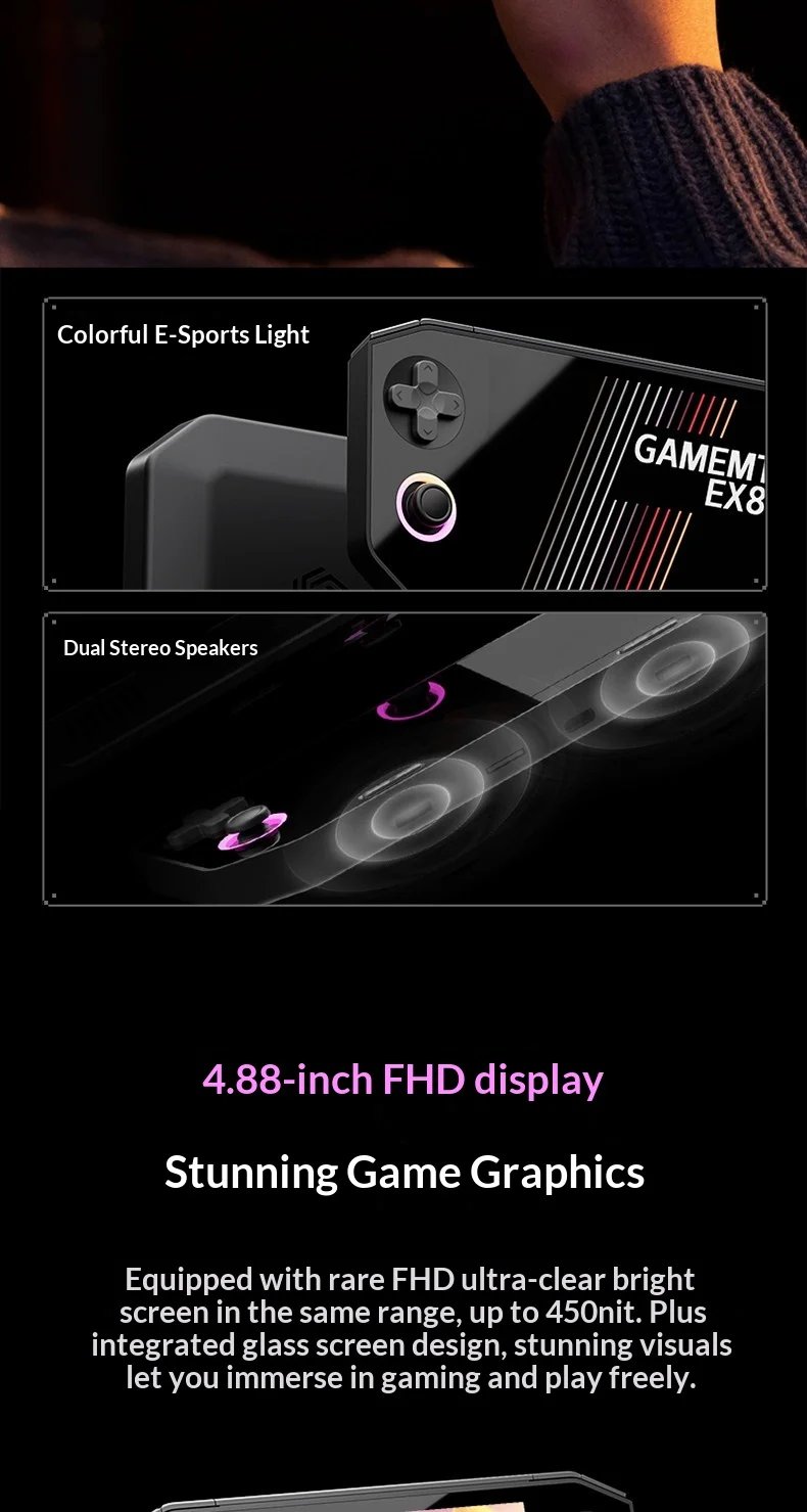2026 new GameMT EX8 Android Handheld Game Console 4.88 Inch 1080P HD Touchscreen 6GB 128GB 5000mAh Battery Game Console