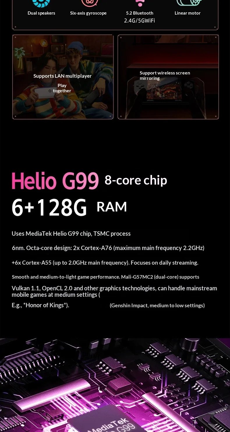 2026 new GameMT EX8 Android Handheld Game Console 4.88 Inch 1080P HD Touchscreen 6GB 128GB 5000mAh Battery Game Console