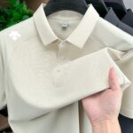 men's new summer brand short sleeves seamless polo shirt lapel printing high quality patchwork t-shirt leisure sports men's wear - Image 5