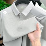 men's new summer brand short sleeves seamless polo shirt lapel printing high quality patchwork t-shirt leisure sports men's wear - Image 2