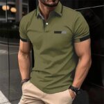 Men's Fitness Casual Sports T-shirt Gym Running Sports Elastic Short-sleeved Polo Shirt Lapel Top Men's Slim Fit T-shirt - Image 2