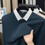 2025 New Men's Fake Two Piece Polo Shirt Casual Fashion Long Sleeve Collar T-shirt Versatile Top - Image 4
