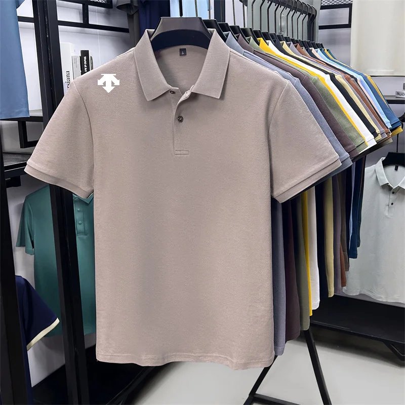 cotton100% men's summer luxury brand polo shirt lapel geometric printing short sleeves t-shirt outdoor leisure men clothing tops