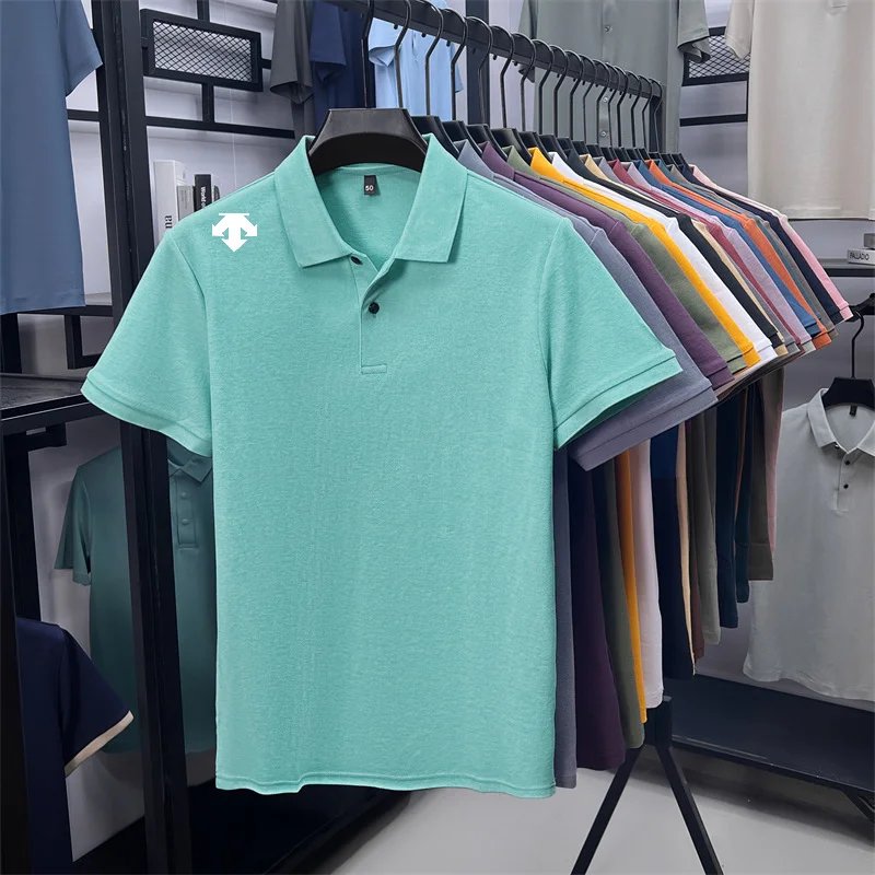 cotton100% men's summer luxury brand polo shirt lapel geometric printing short sleeves t-shirt outdoor leisure men clothing tops