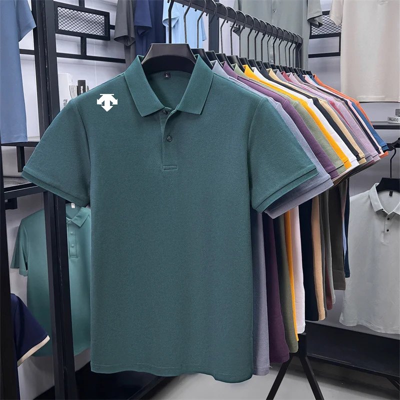 cotton100% men's summer luxury brand polo shirt lapel geometric printing short sleeves t-shirt outdoor leisure men clothing tops