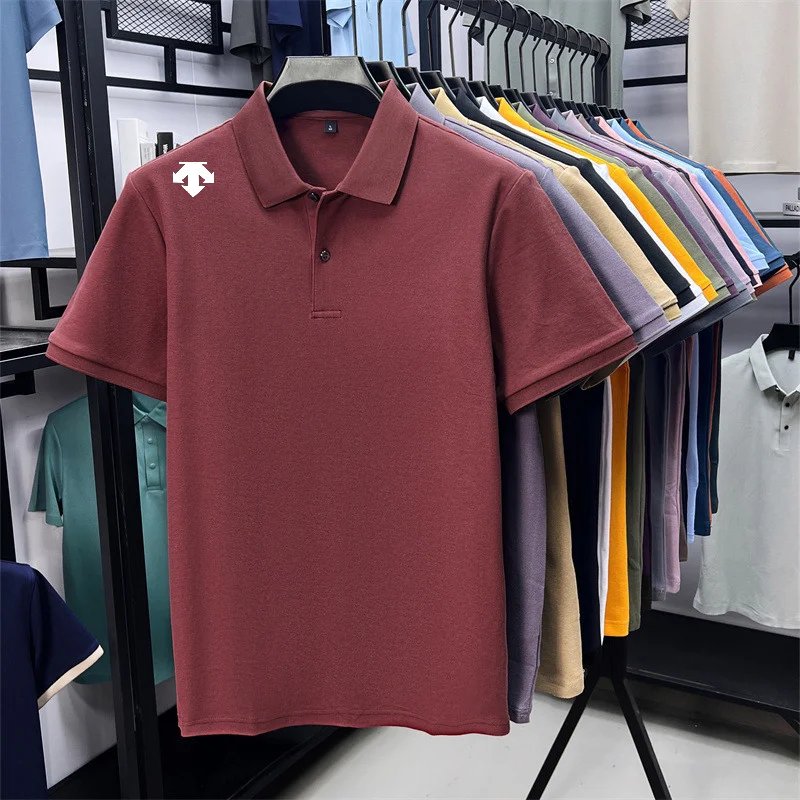 cotton100% men's summer luxury brand polo shirt lapel geometric printing short sleeves t-shirt outdoor leisure men clothing tops