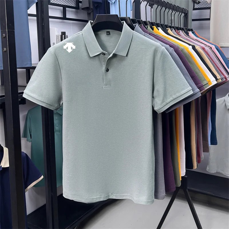 cotton100% men's summer luxury brand polo shirt lapel geometric printing short sleeves t-shirt outdoor leisure men clothing tops