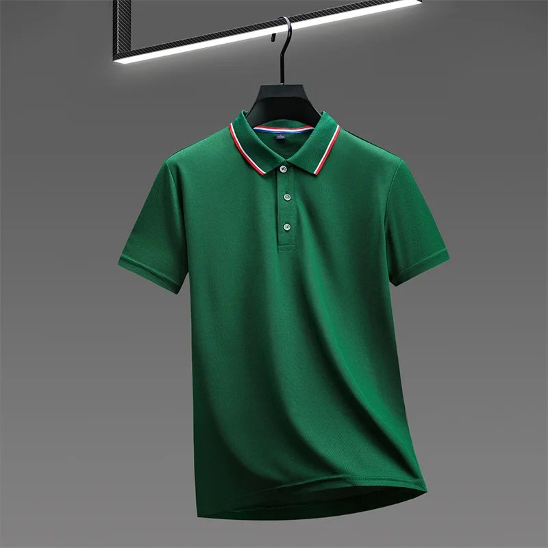 Men's Casual Solid Color Short Sleeve Polo Shirt 2025 Summer Fashionable Comfortable Versatile Top for Men