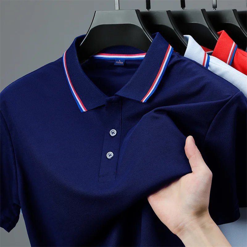 Men's Casual Solid Color Short Sleeve Polo Shirt 2025 Summer Fashionable Comfortable Versatile Top for Men