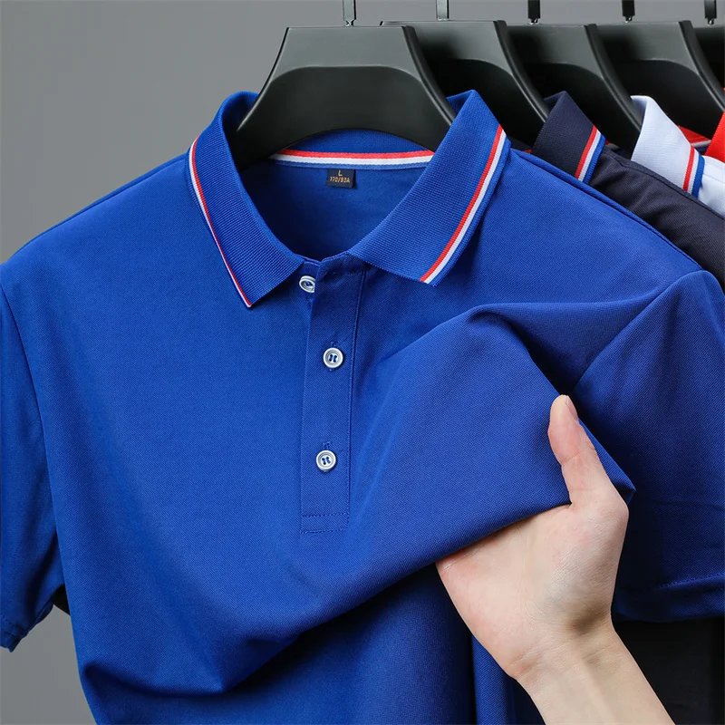 Men's Casual Solid Color Short Sleeve Polo Shirt 2025 Summer Fashionable Comfortable Versatile Top for Men