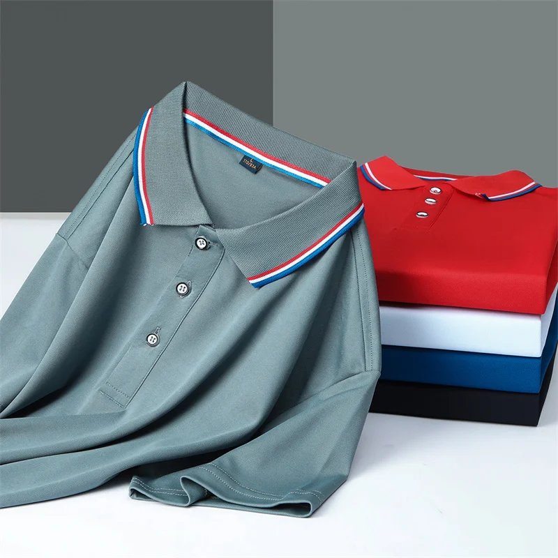 Men's Casual Solid Color Short Sleeve Polo Shirt 2025 Summer Fashionable Comfortable Versatile Top for Men