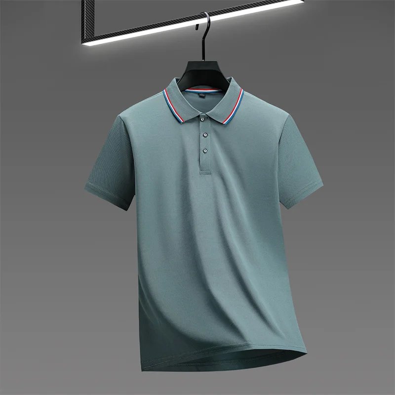 Men's Casual Solid Color Short Sleeve Polo Shirt 2025 Summer Fashionable Comfortable Versatile Top for Men