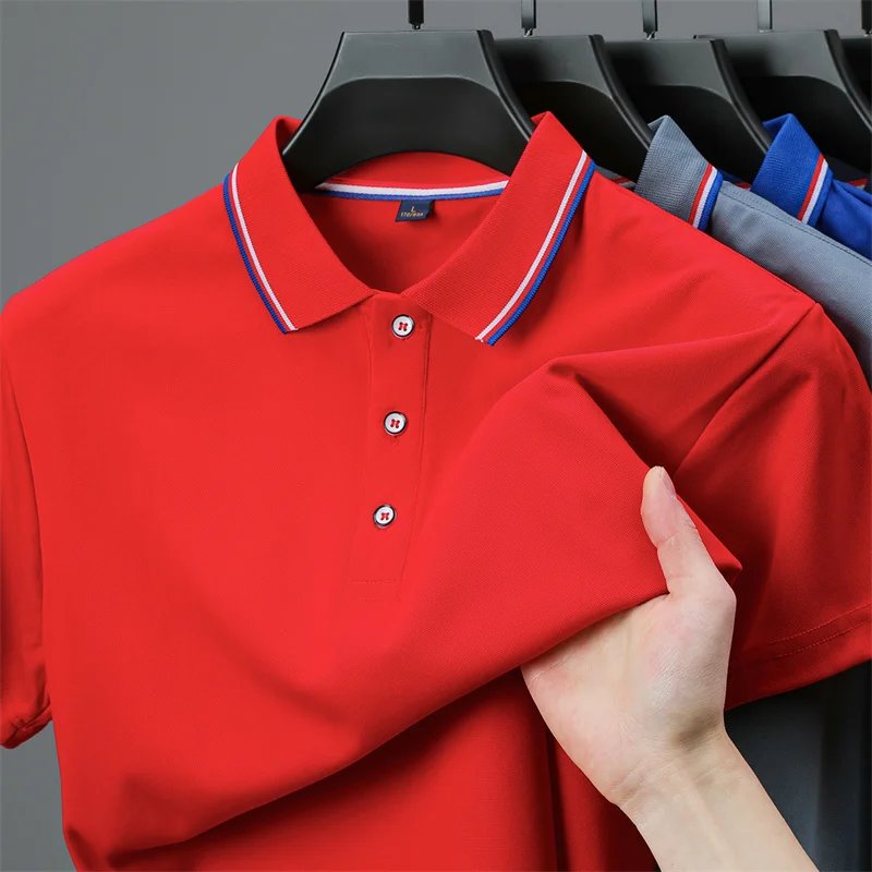 Men's Casual Solid Color Short Sleeve Polo Shirt 2025 Summer Fashionable Comfortable Versatile Top for Men