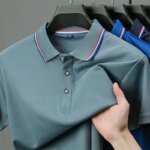 Men's Casual Solid Color Short Sleeve Polo Shirt 2025 Summer Fashionable Comfortable Versatile Top for Men - Image 3