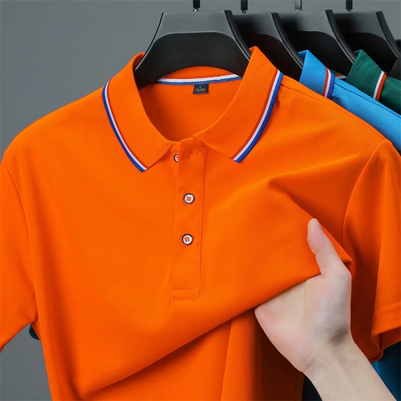 Men's Casual Solid Color Short Sleeve Polo Shirt 2025 Summer Fashionable Comfortable Versatile Top for Men