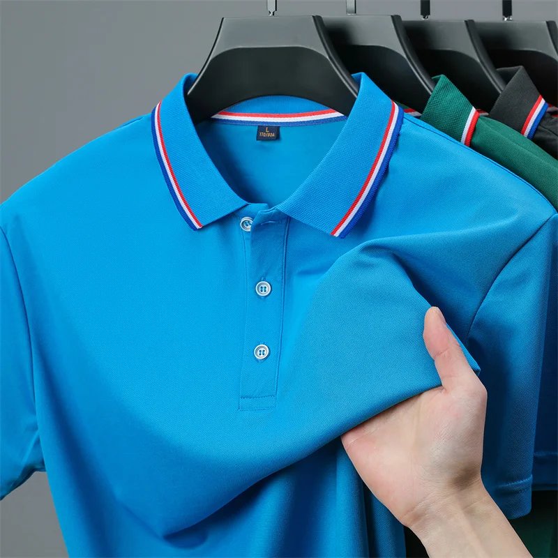 Men's Casual Solid Color Short Sleeve Polo Shirt 2025 Summer Fashionable Comfortable Versatile Top for Men