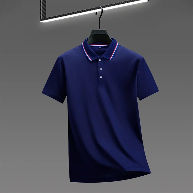 Men's Casual Solid Color Short Sleeve Polo Shirt 2025 Summer Fashionable Comfortable Versatile Top for Men