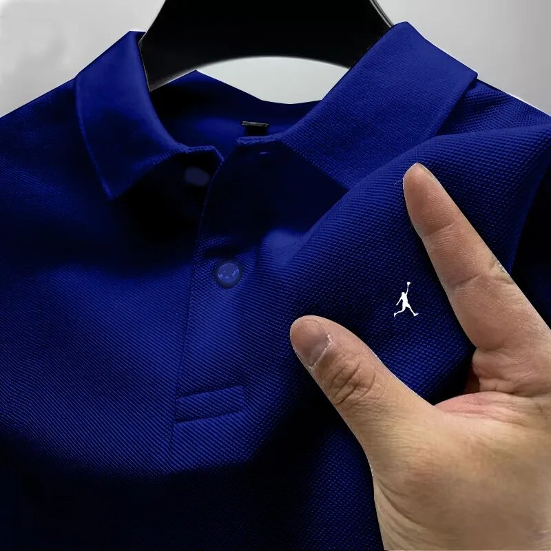 Men's Summer Lapel Business Polo Shirt High-Quality Printed Solid Color Casual Versatile Short-Sleeved T-Shirt Top