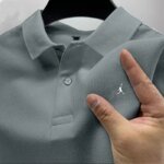 Men's Summer Lapel Business Polo Shirt High-Quality Printed Solid Color Casual Versatile Short-Sleeved T-Shirt Top